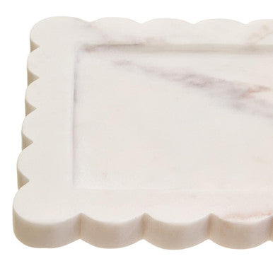 Savio White Marble Square Small Tray With Scallop Edges - Image 5