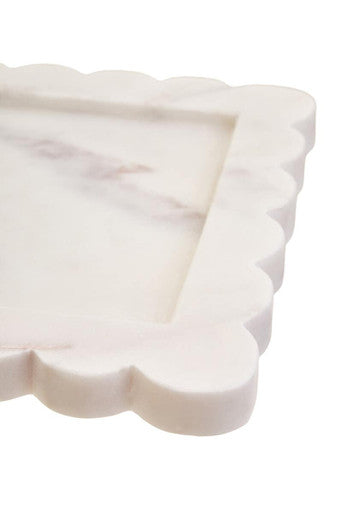 Savio White Marble Square Small Tray With Scallop Edges - Image 6