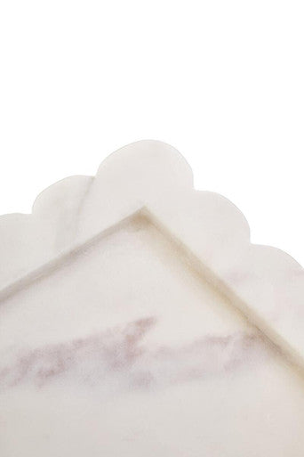 Savio White Marble Square Small Tray With Scallop Edges - Image 7