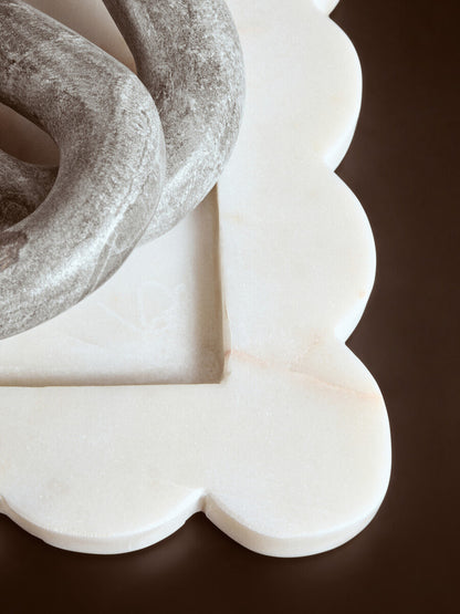 Savio White Marble Square Large Tray With Scallop Edges - Image 7