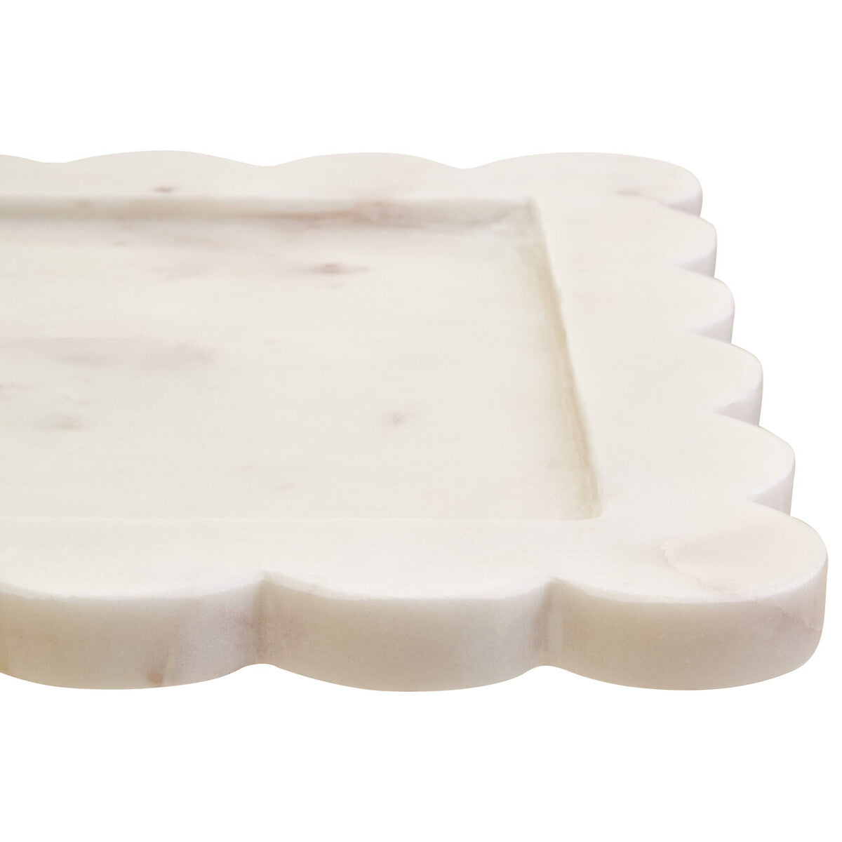 Savio White Marble Square Large Tray With Scallop Edges - Image 8