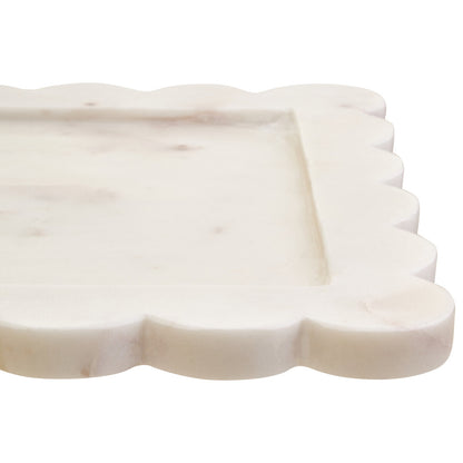 Savio White Marble Square Large Tray With Scallop Edges - Image 8