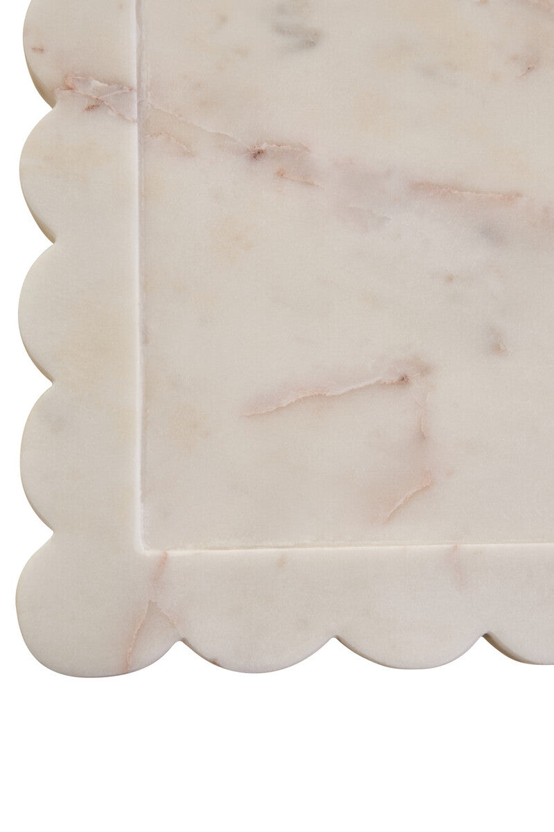Savio White Marble Square Large Tray With Scallop Edges - Image 9