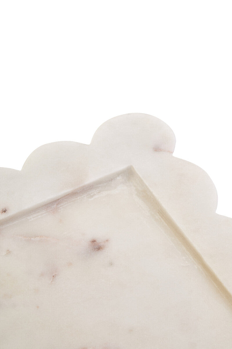Savio White Marble Square Large Tray With Scallop Edges - Image 10