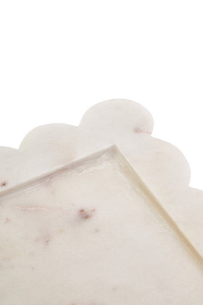 Savio White Marble Square Large Tray With Scallop Edges - Image 10