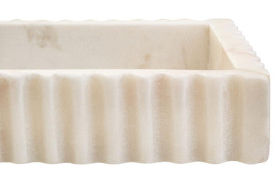 Savio Rectangular White Fluted Marble Tray