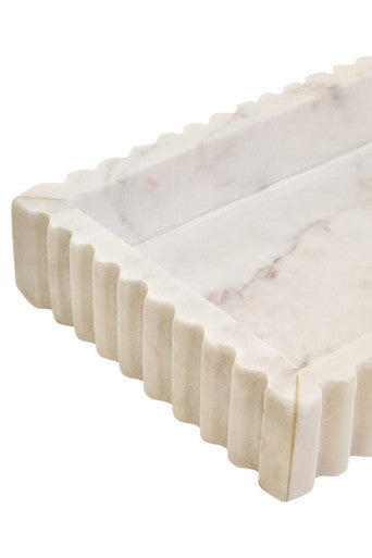 Savio Rectangular White Fluted Marble Tray - Image 7