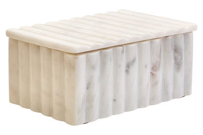 Savio Rectangular White Fluted Marble Box