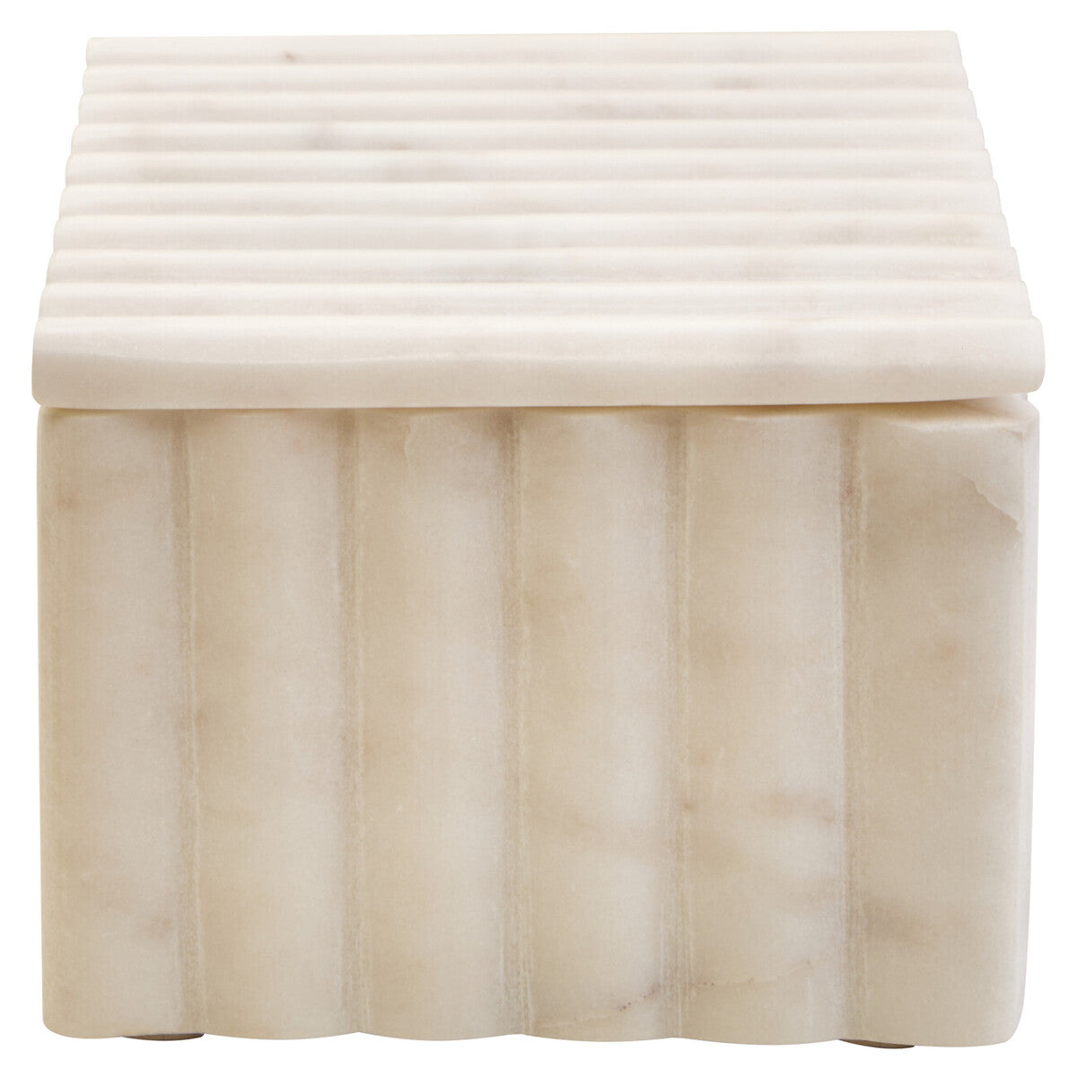 Savio Rectangular White Fluted Marble Box