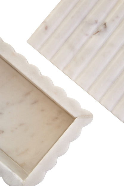 Savio Rectangular White Fluted Marble Box