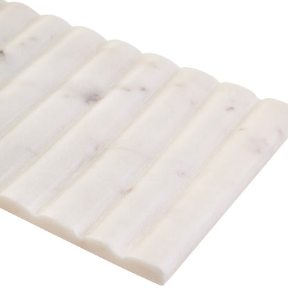 Savio Rectangular White Fluted Marble Box