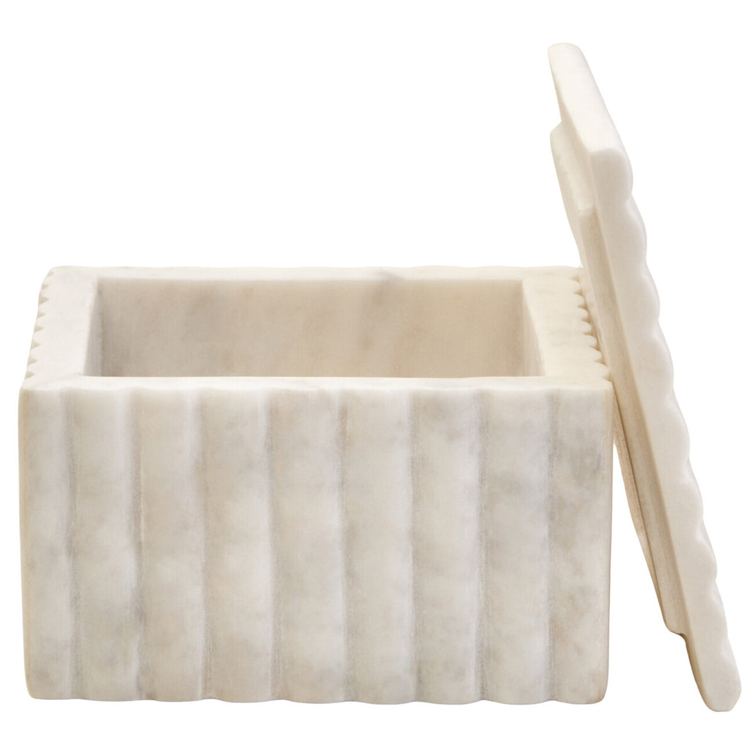 Savio Square White Fluted Marble Box - Image 3