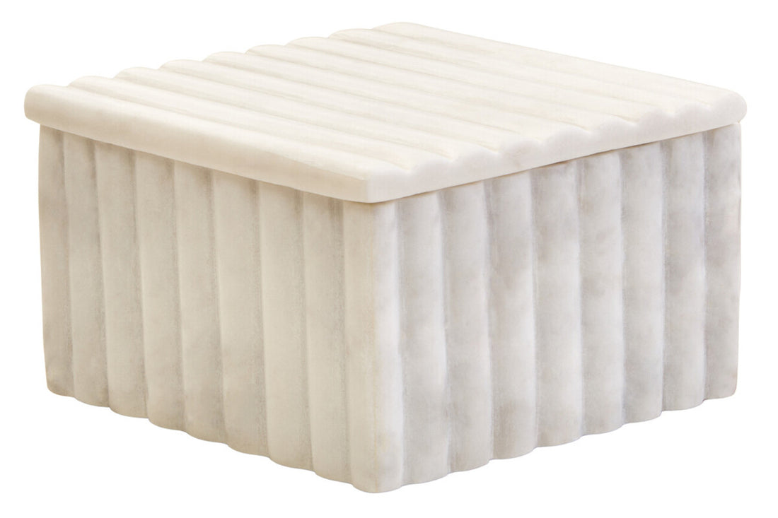 Savio Square White Fluted Marble Box - Image 4
