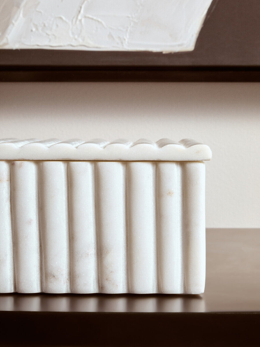Savio Square White Fluted Marble Box - Image 6