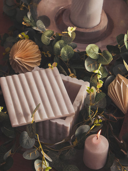 Savio Square White Fluted Marble Box