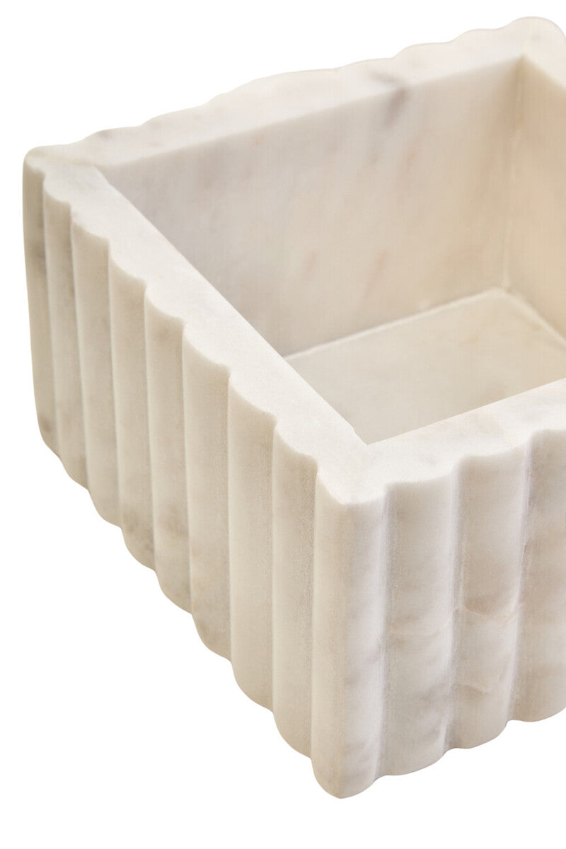 Savio Square White Fluted Marble Box - Image 14