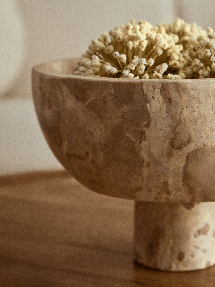 Santino Chocolate Marble Pedestal Bowl