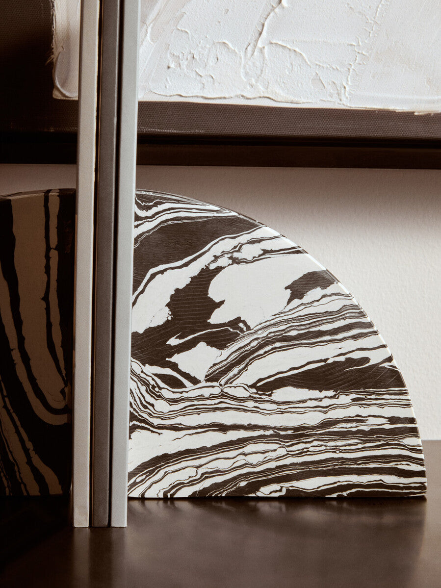 Helsa Black And White Marble Set of Two Bookends - Image 5