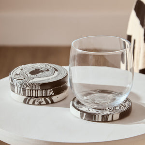 Set of Four Black and White Marble Coasters | Helsa