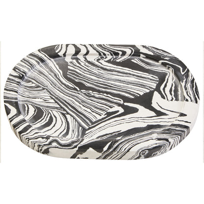 Helsa Black And White Oval Marble Tray