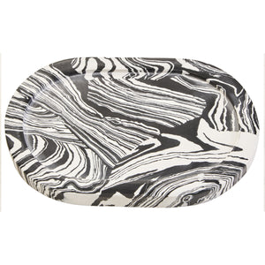 Helsa Black And White Oval Marble Tray