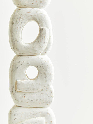 Fidel Rustic White Mango Wood Ring Sculpture