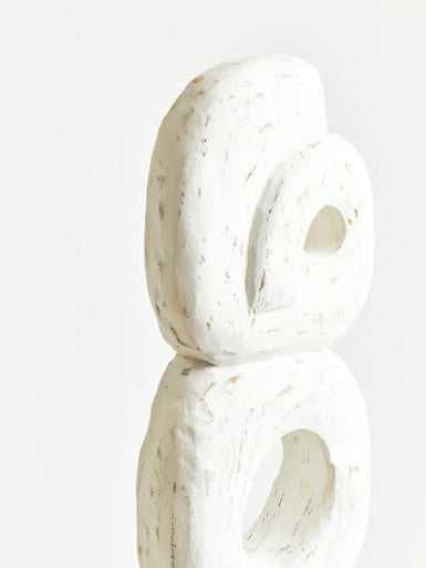 Fidel Rustic White Mango Wood Ring Sculpture