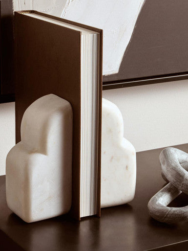 Savio White Marble Set Of Two Bookends