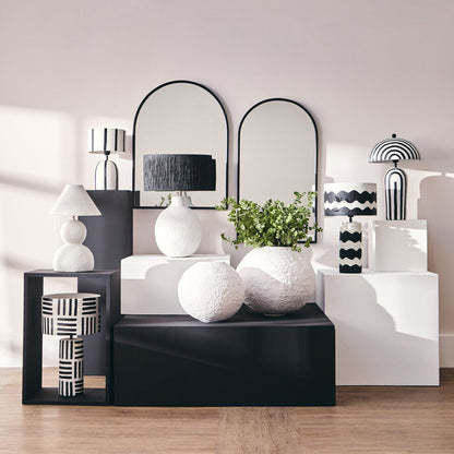 Sanai Cotton Mache Small White Round Vase