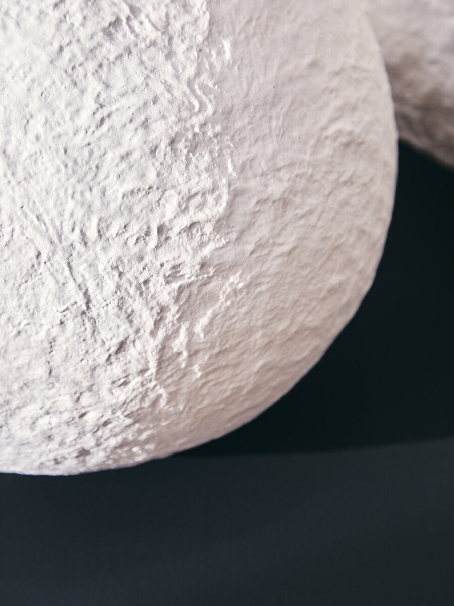 Sanai Cotton Mache Small White Round Vase