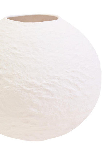 Sanai Cotton Mache Small White Round Vase