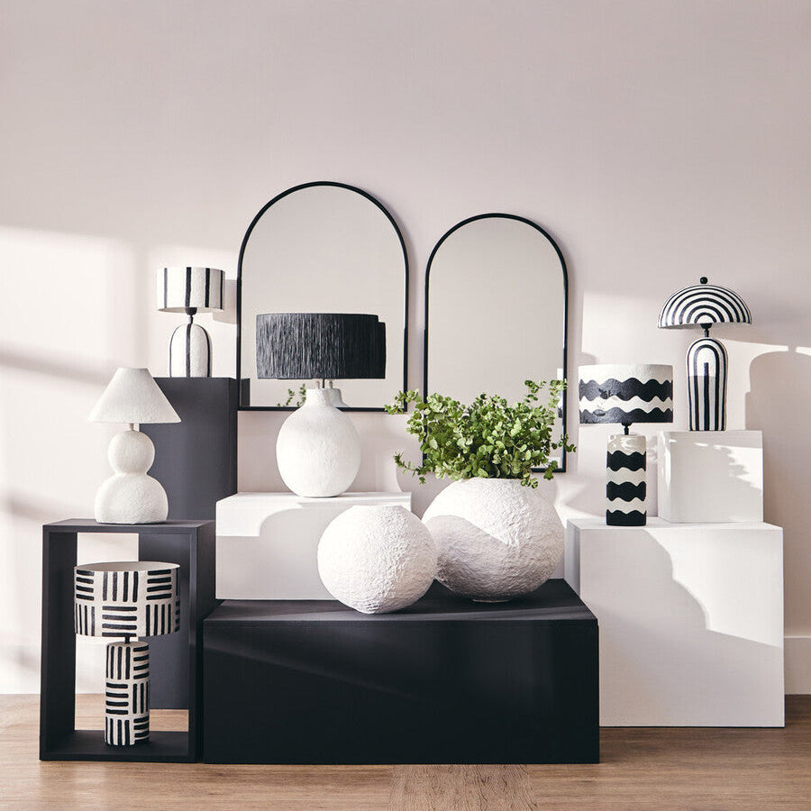 Sanai Cotton Mache Large White Round Vase