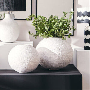 Sanai Cotton Mache Small White Round Vase