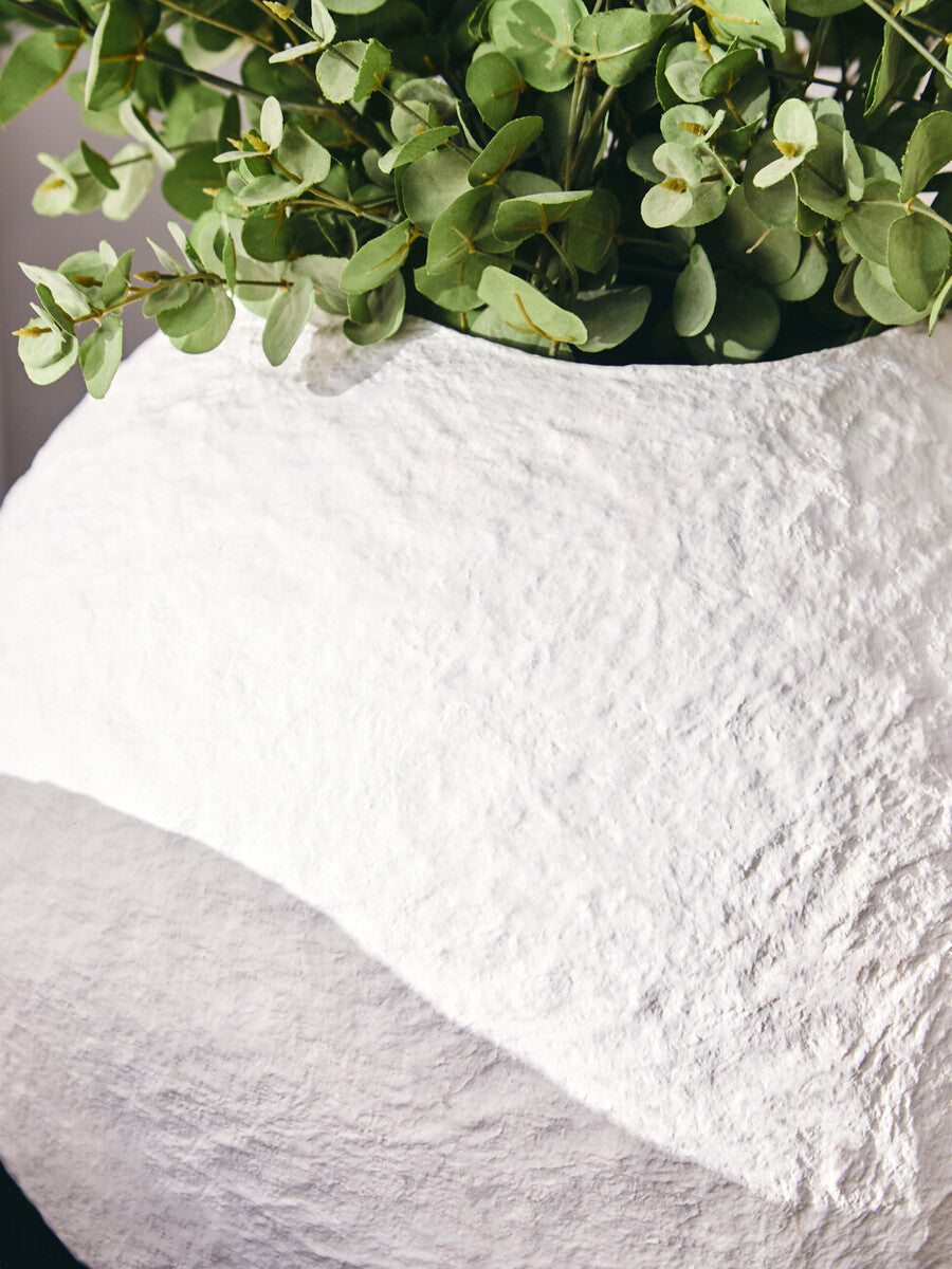 Sanai Cotton Mache Large White Round Vase - Image 4