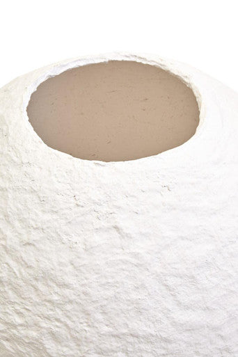 Sanai Cotton Mache Large White Round Vase - Image 9