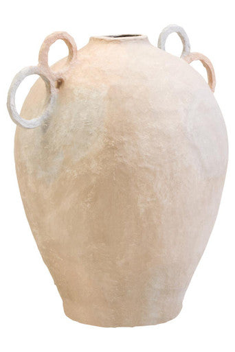 Sanai Cotton Mache Large Vase With Decorative Handles