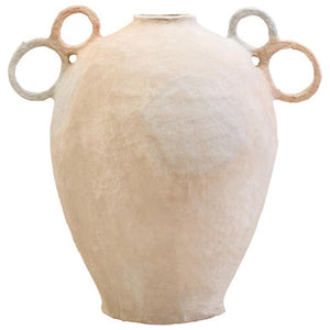 Sanai Cotton Mache Large Vase With Decorative Handles
