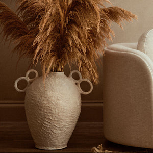 Cotton Mache Large Vase with Decorative Handles | Sanai