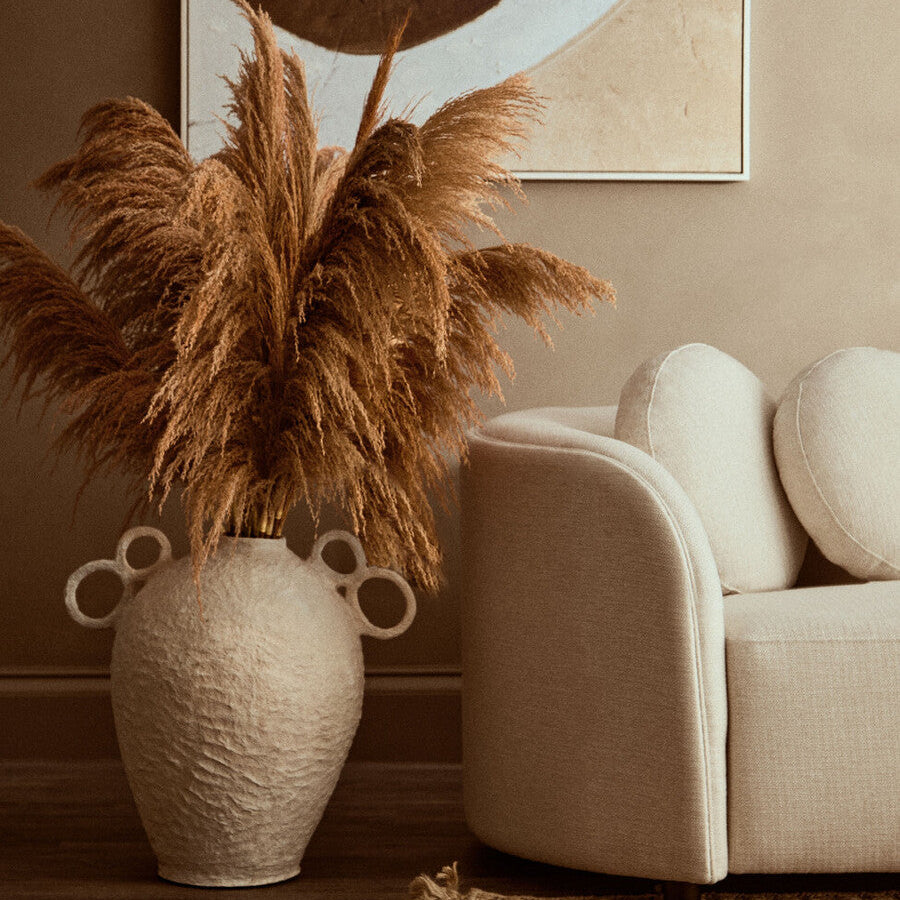 Sanai Cotton Mache Large Vase With Decorative Handles