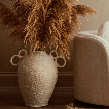 Sanai Cotton Mache Large Vase With Decorative Handles