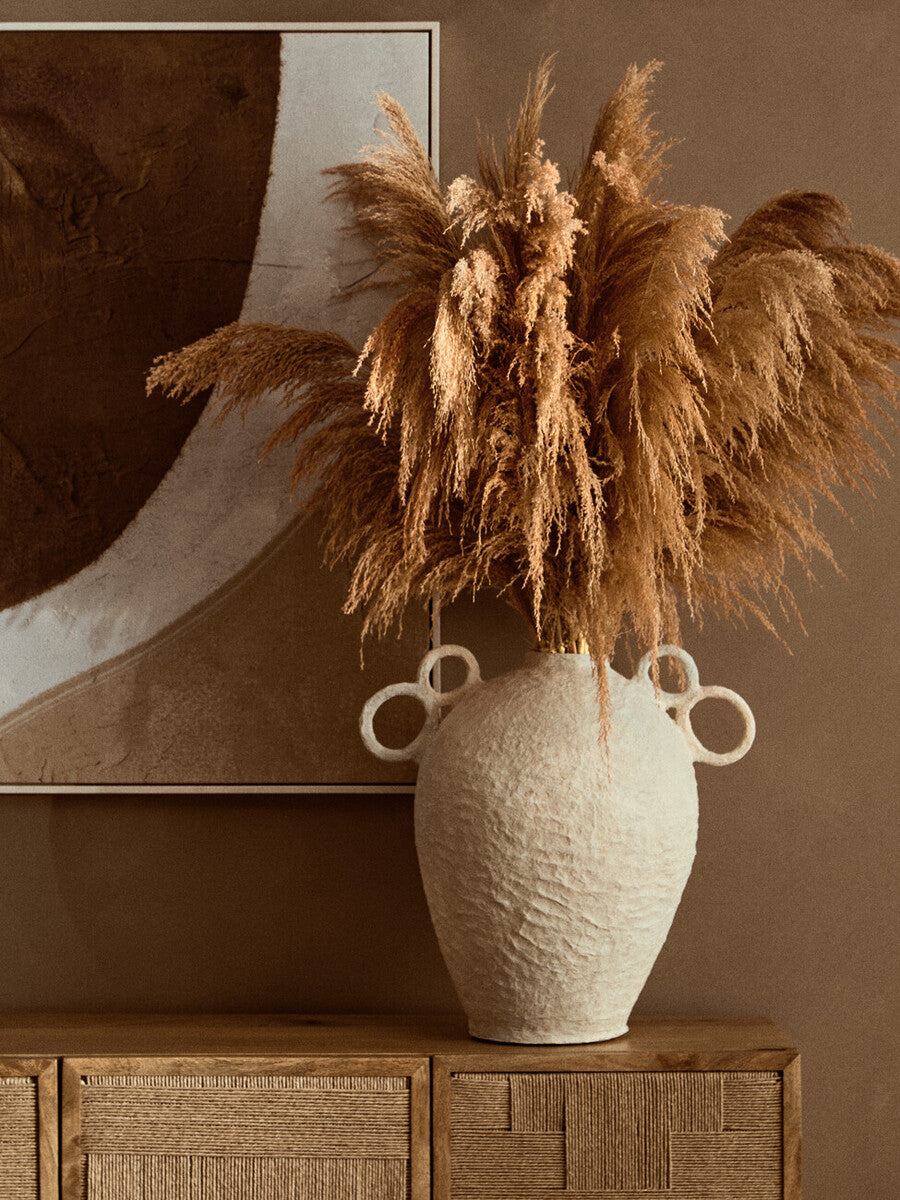 Sanai Cotton Mache Large Vase With Decorative Handles - Image 3