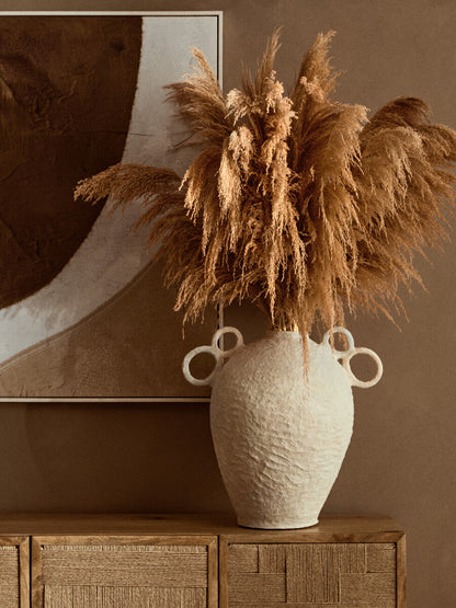 Sanai Cotton Mache Large Vase With Decorative Handles - Image 3