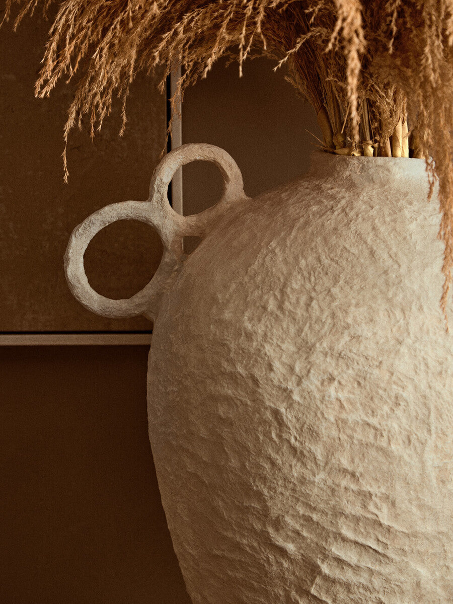 Sanai Cotton Mache Large Vase With Decorative Handles - Image 6