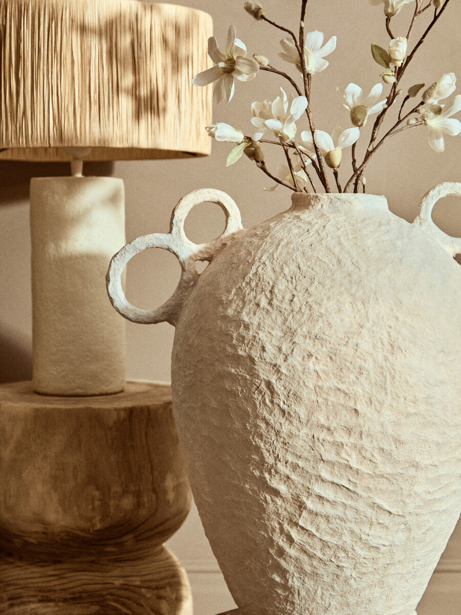 Sanai Cotton Mache Large Vase With Decorative Handles - Image 5