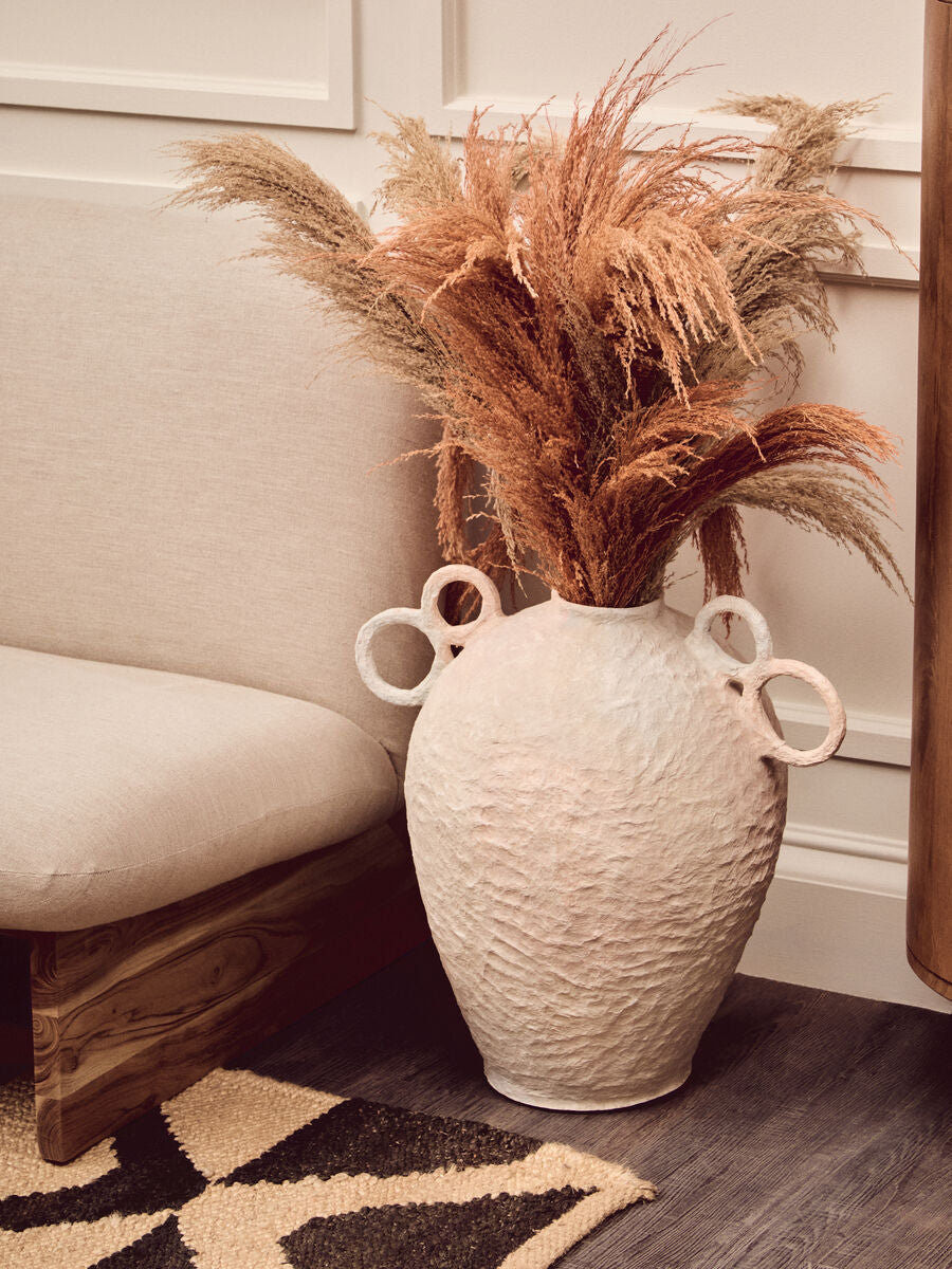 Sanai Cotton Mache Large Vase With Decorative Handles - Image 8