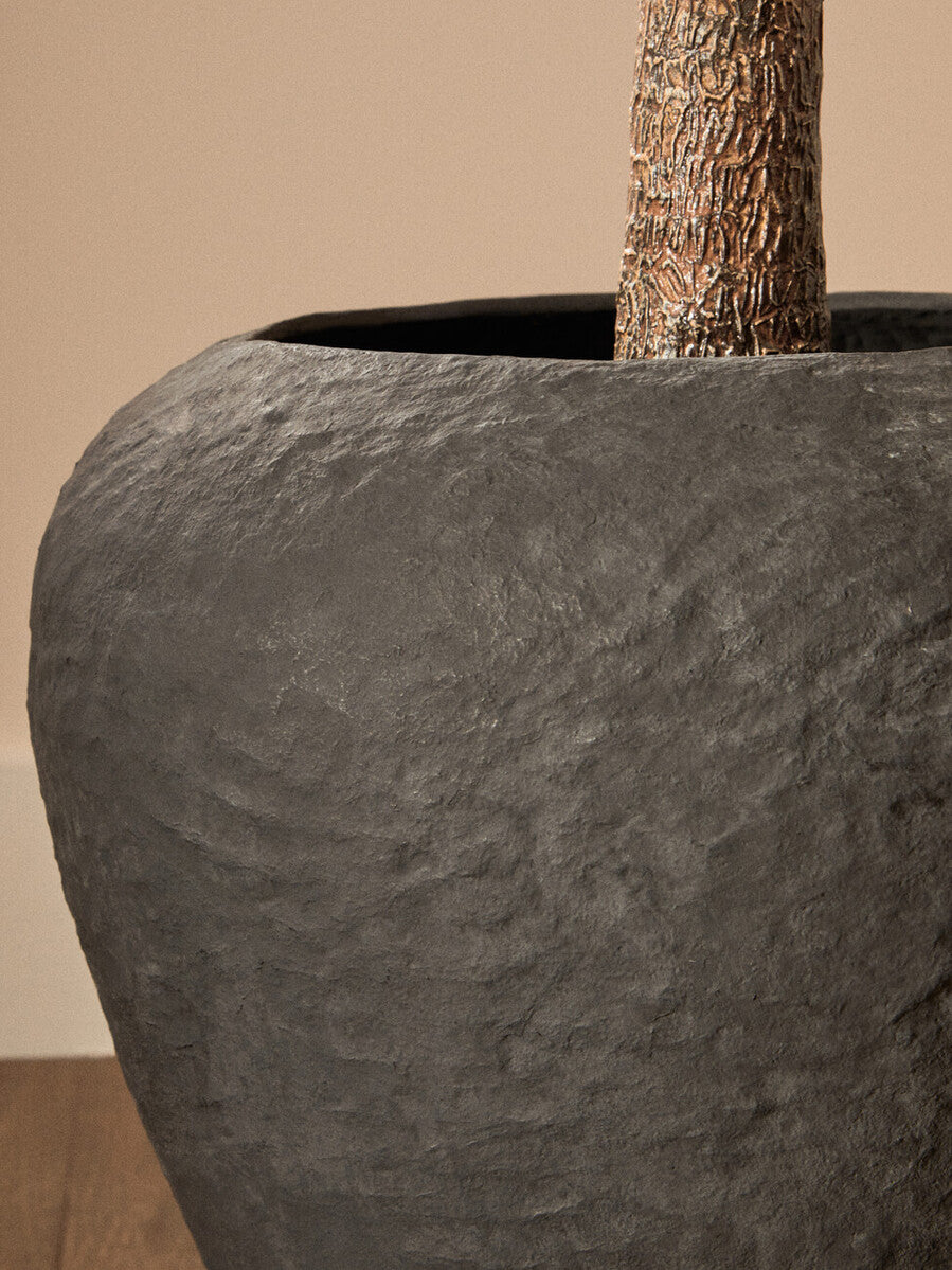 Sanai Cotton Mache Large Black Planter