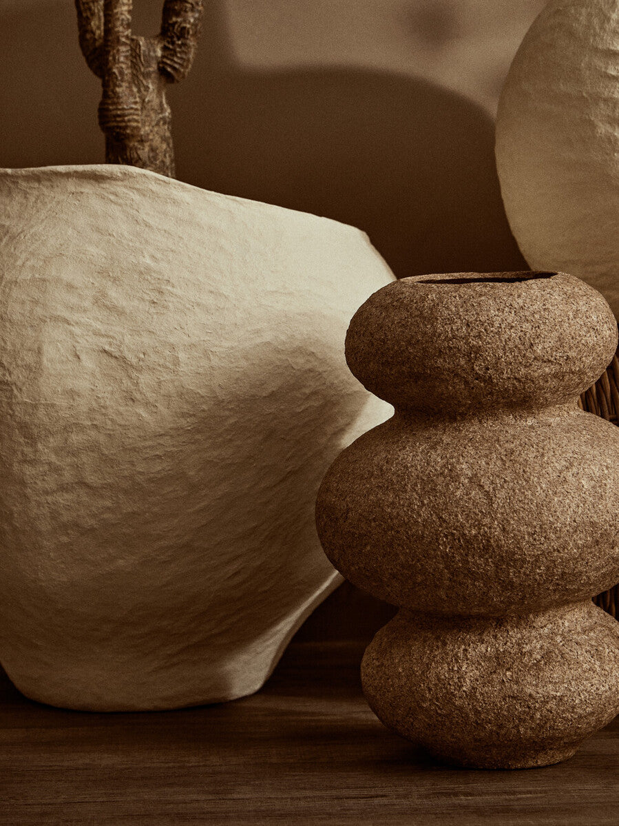 Sanai Cotton Mache Large Beige Planter - Image 5