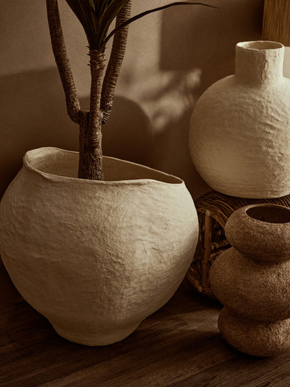Sanai Cotton Mache Large Beige Planter