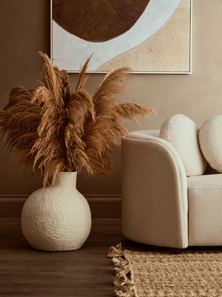 Sanai Cotton Mache Large Cream Vase - Image 3