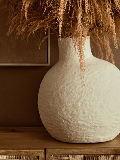 Sanai Cotton Mache Large Cream Vase - Image 5